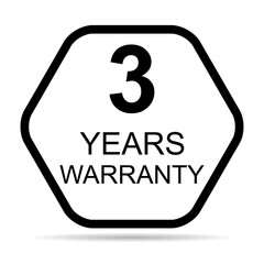 Three years warranty shadow icon, badge seal guarantee certificate customer sign, stamp vector illustration - 783744903
