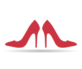 High heel pair shadow icon, shoe fashion style sign, elegant woman symbol vector illustration