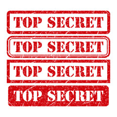 Set of Top secret stamp symbol, label sticker sign button, text banner vector illustration - 783744977