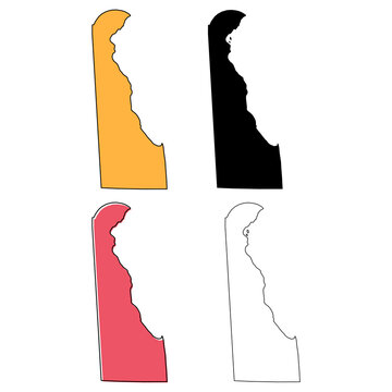 Set of Delaware map, united states of america. Flat concept icon vector illustration