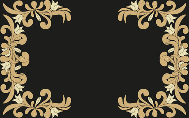 Abstract Floral Frame with Blank field in Baroque style. Flowers Frame with Copy Space. Vector aesthetic can used web banner postcard wedding card cover template. EPS 10 Editable stroke.