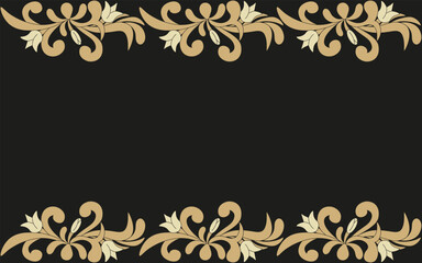 Arabic Folk Floral Frame with Blank background. Summer Flowers Border with Copy Space. Elegant Vector illustration can used web banner postcard wedding card cover template. EPS 10 Editable stroke.