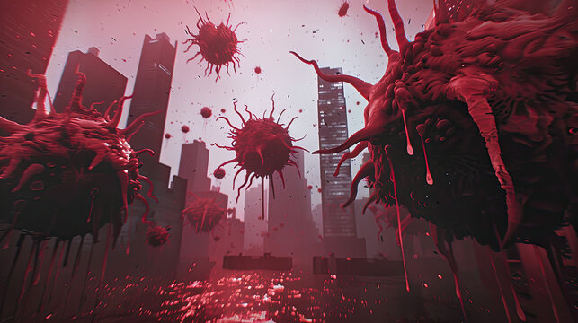 A VR journey through a city overtaken by monstrous bacteria animated in 3D exploring unique afterlife concepts