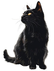 Black cat isolated on transparent background. Png format
