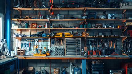 Well-Equipped Workshop with Tools and Equipment for DIY Projects, AI Generation