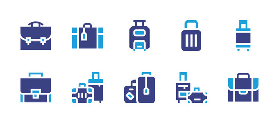 Suitcase icon set. Duotone color. Vector illustration. Containing suitcase, briefcase, travel, job, luggage, baggage.