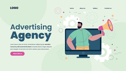 Flat design advertising agency landing page template