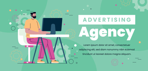 Flat design advertising agency banner template