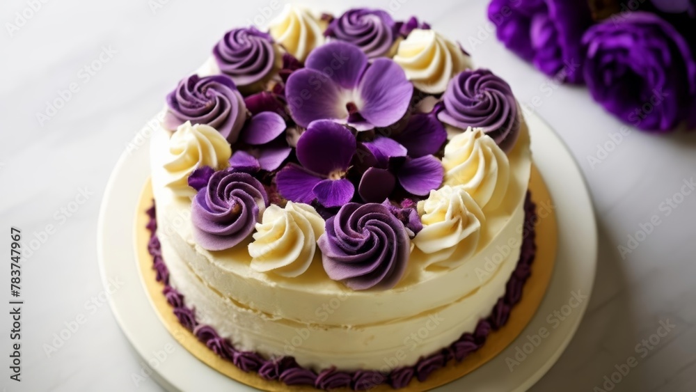 Poster  Elegant purple flower cake perfect for a special occasion