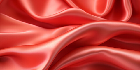 Obraz premium Red silk background, flowing red cloth 3D rendering