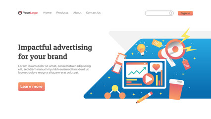 Gradient advertising agency landing page design
