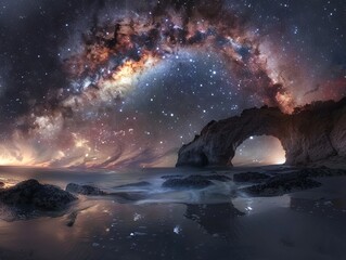 Naklejka premium Astrophotography under a star-filled sky, the universe through a lens, cosmic beauty