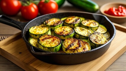  Deliciously grilled zucchini on a rustic wooden table