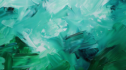 Green and mint bold strokes of paint blending together.