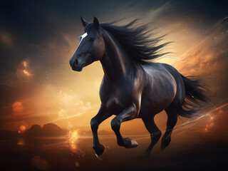 Obraz na płótnie Canvas Amazing 3d Illustrator art wallpaper Horse abstract magical animal background with mare stallion wallpaper 