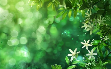Beautiful flowers on blur green nature background. Spring and summer background