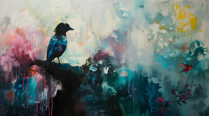 Avian Artistry,Captivating Painting of Birds,Feathered Fantasia, Birds in Vivid Brushstrokes,Flight...