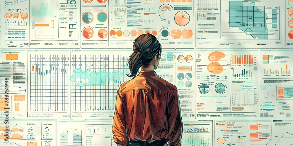 Poster data scientist explaining complex algorithms to non technical stakeholders through analogies and vis