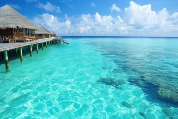 Crédence de cuisine en verre imprimé Turquoise Maldives travel. Vacation summer tropical. Generate Ai