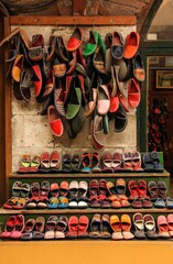 colorful traditional turkish leather shoes named yemeni