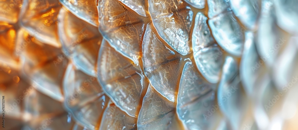 Sticker Close-up view of a glass wall illuminated by light, showcasing its transparency and texture