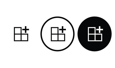 icon Get Add-ins  black outline for web site design 
and mobile dark mode apps 
Vector illustration on a white background