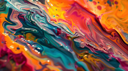 Layers of paint colors merging and mixing in an artistic manner.