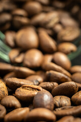 macro coffee beans close up glass jar