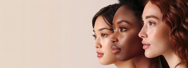 Diverse Group of Beautiful Women: Natural Beauty and Glowing Skin Portrait