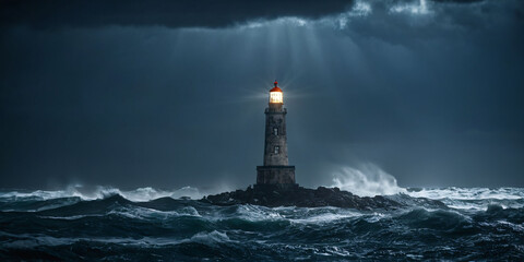 lighthouse in the night - Powered by Adobe