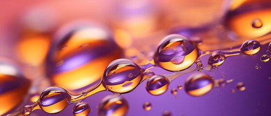 Close-Up of Water Droplets on Purple and Orange Gradient