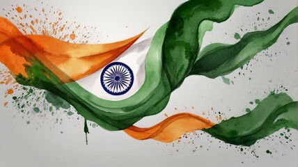 Watercolor background for indian republic day with copy space - obrazy, fototapety, plakaty