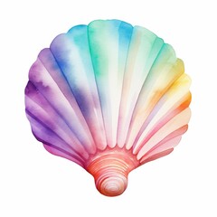 Fototapeta premium A watercolor painting of a rainbow seashell.