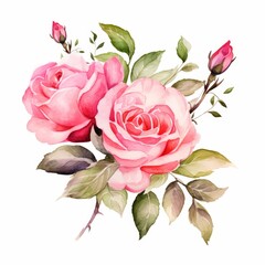A watercolor painting of pink roses.