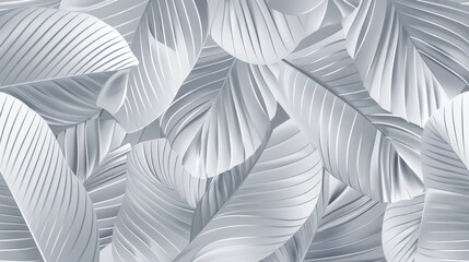 Close up of white wallpaper with leaves