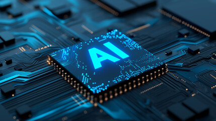 close up of computer circuit board AI.