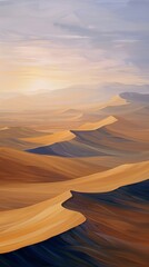 Fototapeta na wymiar A painting of sand dunes in the desert