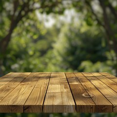 Wooden table with blurry background