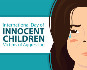 illustration vector graphic of girls shed tears, perfect for international day, innocent children, victims of aggression, celebrate, greeting card, etc.