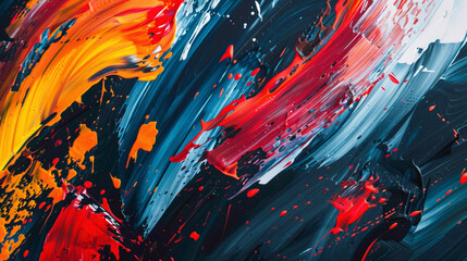 Abstract background with a riot of bold and contrasting paint strokes. - obrazy, fototapety, plakaty