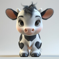 A cute and happy baby cow 3d illustration