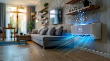 "Energy Efficient Air Conditioner in Modern Living Room"