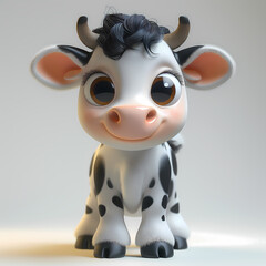 A cute and happy baby cow 3d illustration