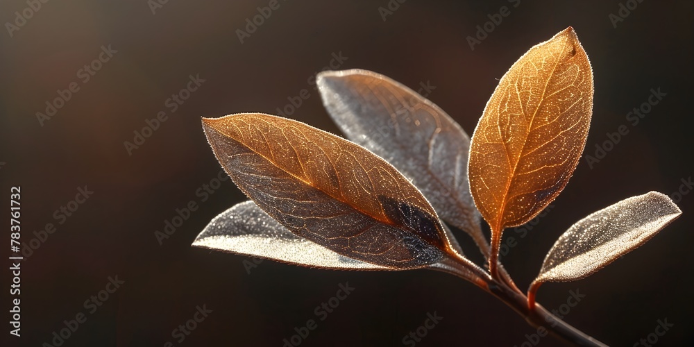 Wall mural Captivating Dance of Light and Texture on a Youthful Plant s Surface Showcasing its Natural Beauty and Delicate Essence