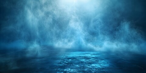 Fototapeta premium Captivating Ethereal Landscape of Mystical Blue Hues Enveloped in Swirling Mist