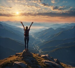 person on the top of the mountain
