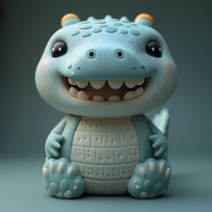 Fototapeta premium A cute and happy baby crocodile 3d illustration