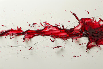 Vivid Red Paint Splash Dynamic Artwork on White Canvas