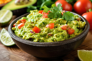 Homemade guacamole on wooden background - 783764972