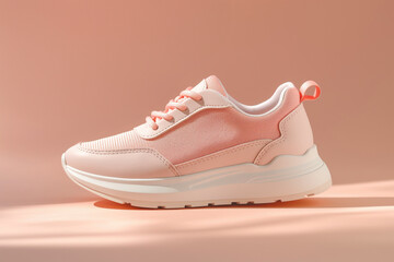 pink sneakers on a pastel background